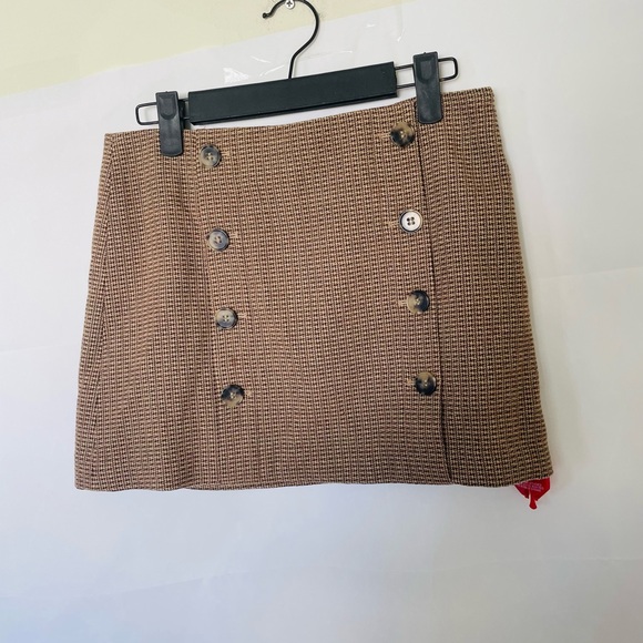 NWT $195 Theory mini a line plaid skirt with button detail size 2 - Picture 1 of 4